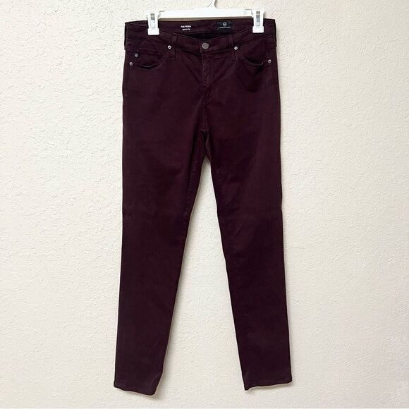 AG Adriano Goldschmied The Prima Cigarette Leg Maroon Pants Size 28R - Picture 1 of 7
